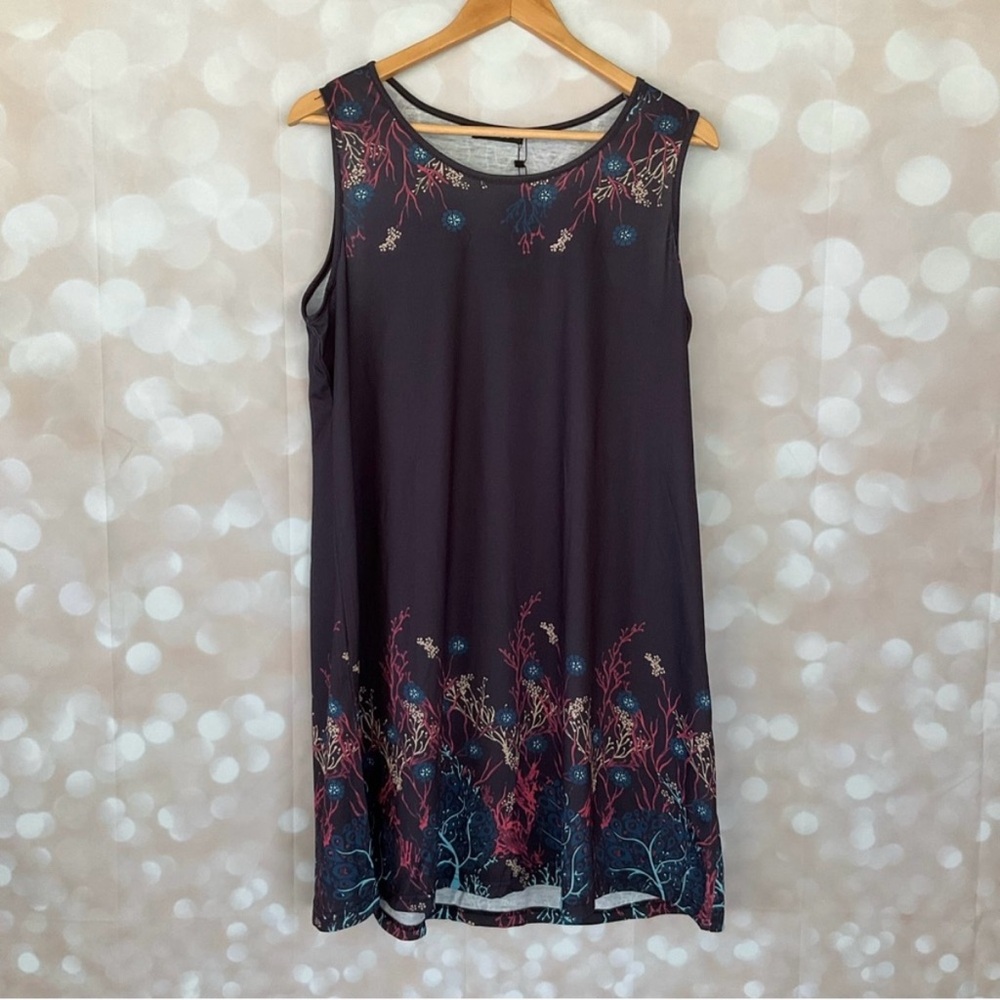 Sheilay Black Dress with Coral Print